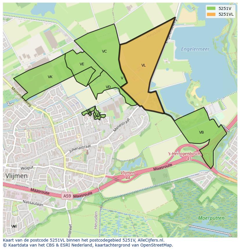 Afbeelding van het postcodegebied 5251 VL op de kaart.