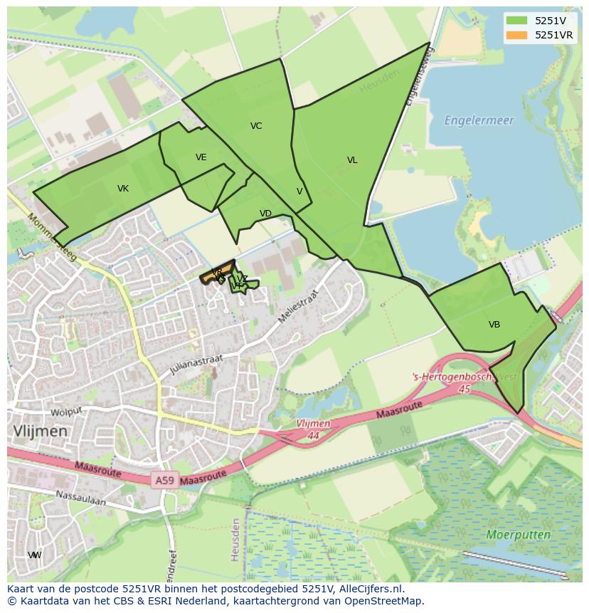 Afbeelding van het postcodegebied 5251 VR op de kaart.