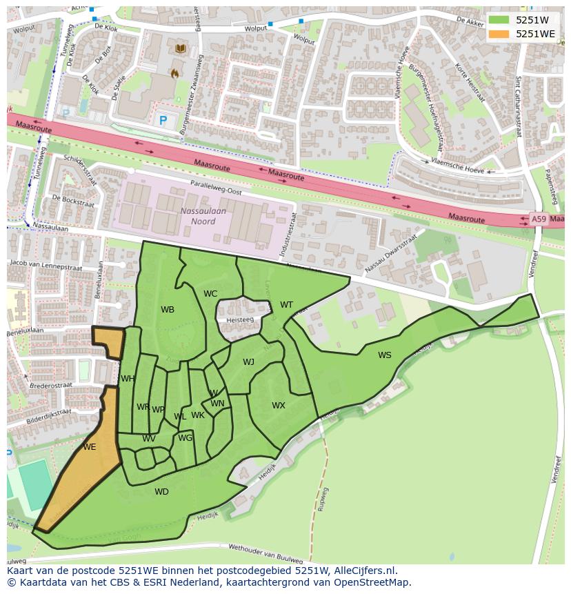 Afbeelding van het postcodegebied 5251 WE op de kaart.