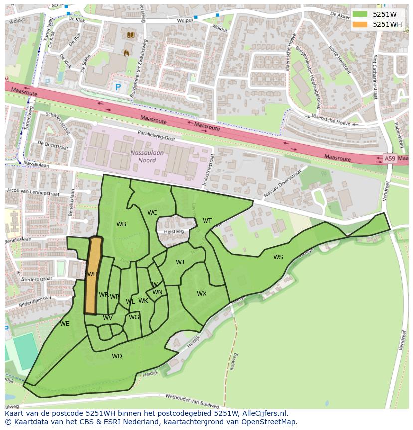 Afbeelding van het postcodegebied 5251 WH op de kaart.