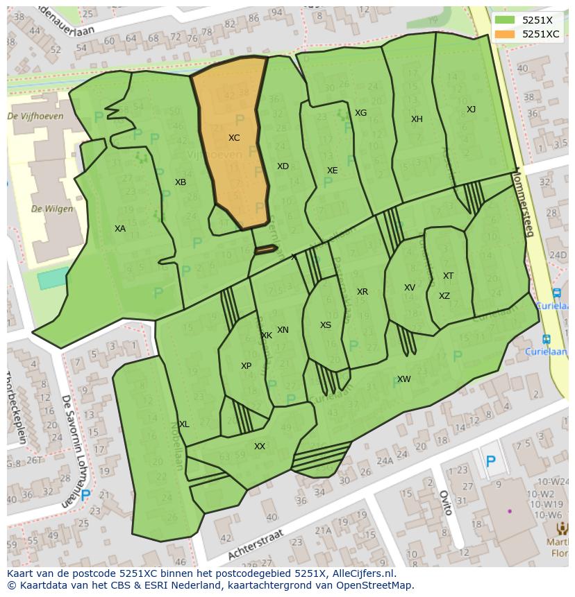 Afbeelding van het postcodegebied 5251 XC op de kaart.