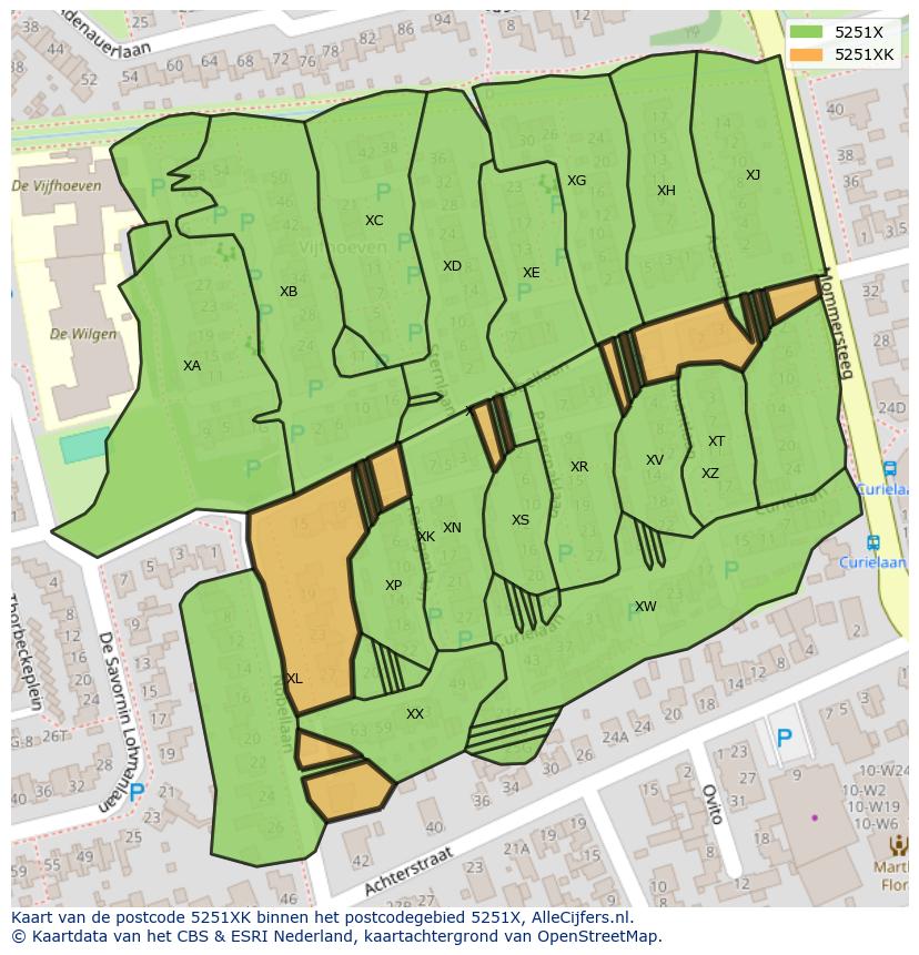 Afbeelding van het postcodegebied 5251 XK op de kaart.