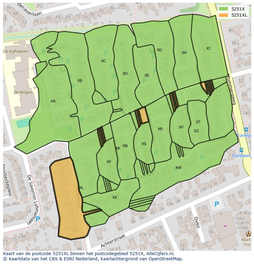 Afbeelding van het postcodegebied 5251 XL op de kaart.