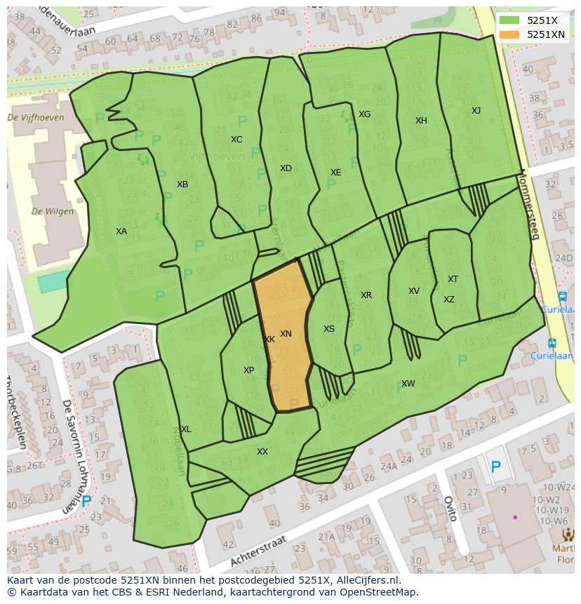 Afbeelding van het postcodegebied 5251 XN op de kaart.