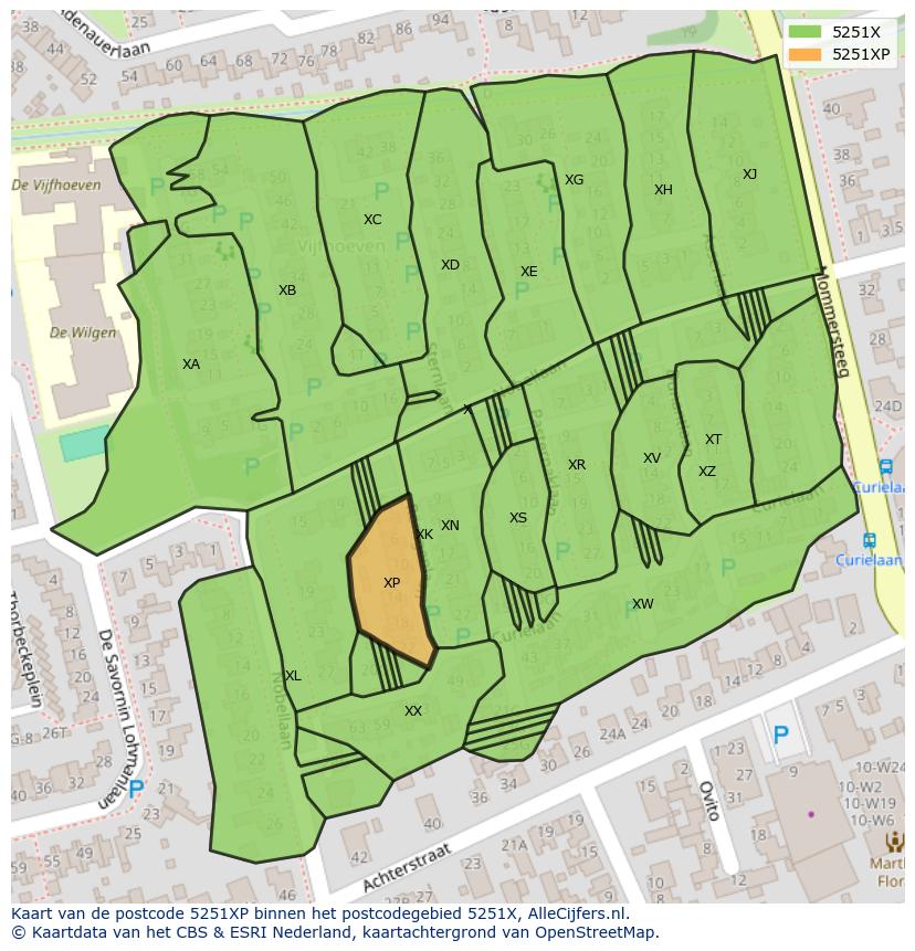 Afbeelding van het postcodegebied 5251 XP op de kaart.