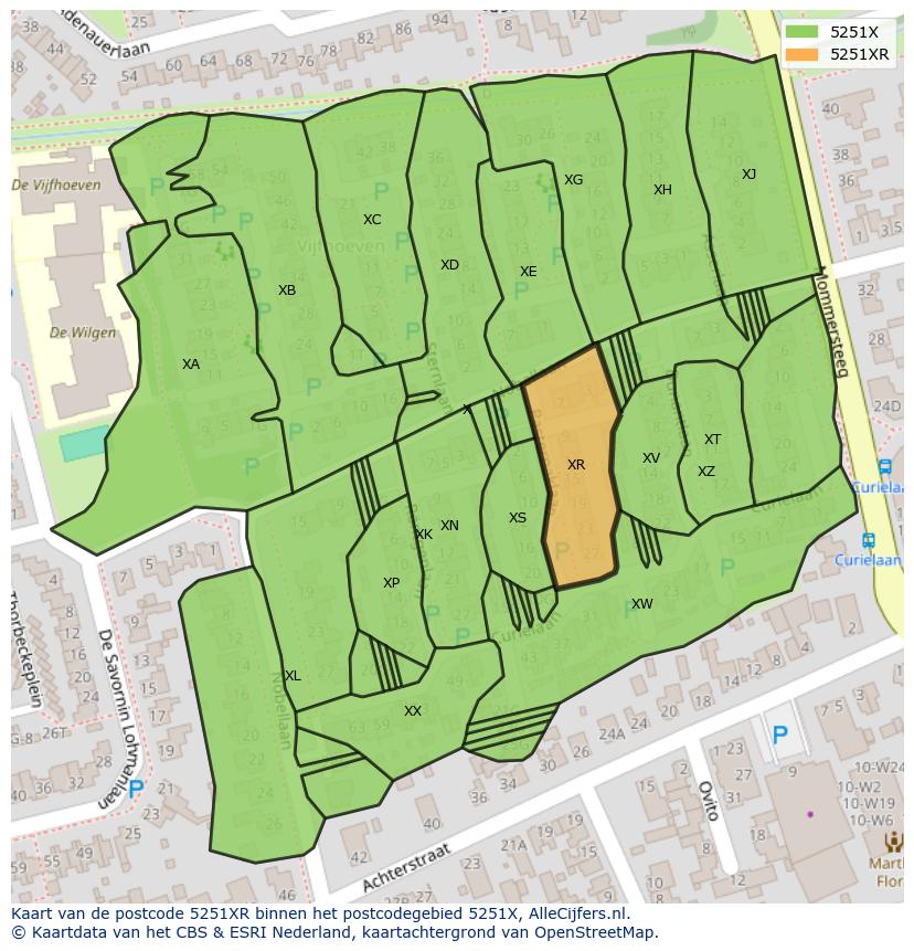 Afbeelding van het postcodegebied 5251 XR op de kaart.