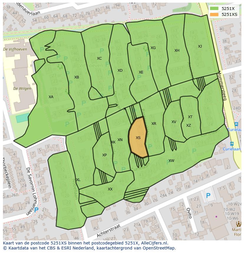 Afbeelding van het postcodegebied 5251 XS op de kaart.