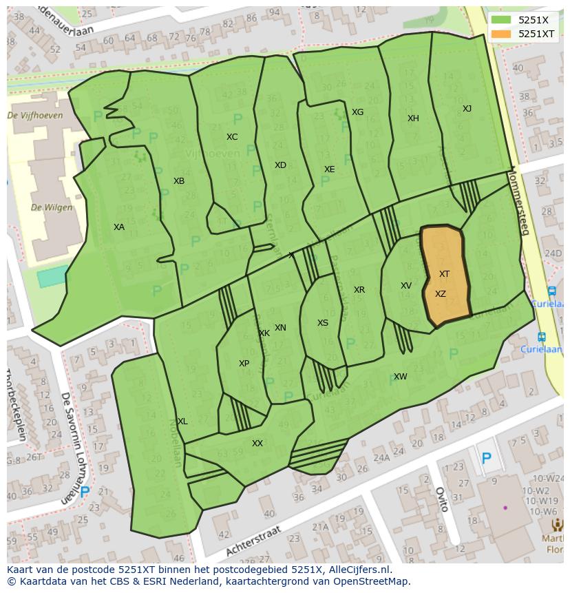 Afbeelding van het postcodegebied 5251 XT op de kaart.