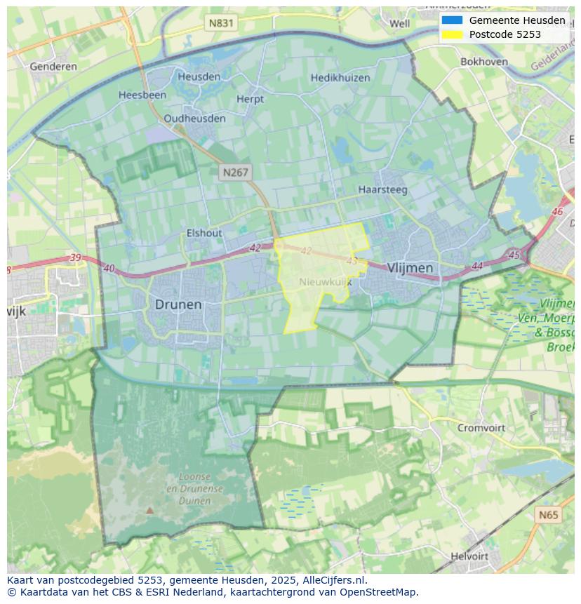 Afbeelding van het postcodegebied 5253 op de kaart.