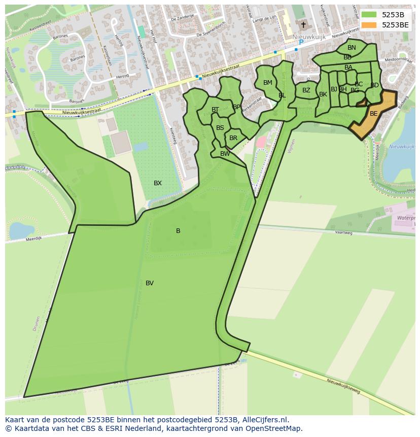 Afbeelding van het postcodegebied 5253 BE op de kaart.