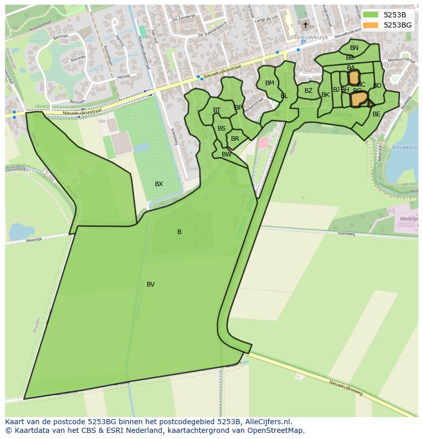 Afbeelding van het postcodegebied 5253 BG op de kaart.