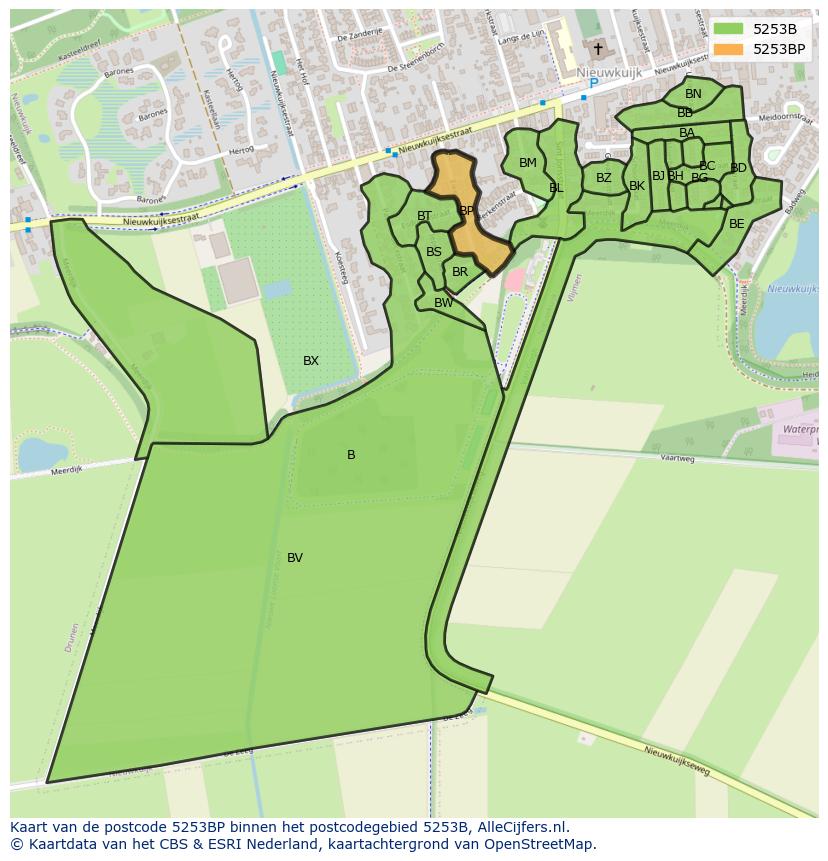Afbeelding van het postcodegebied 5253 BP op de kaart.