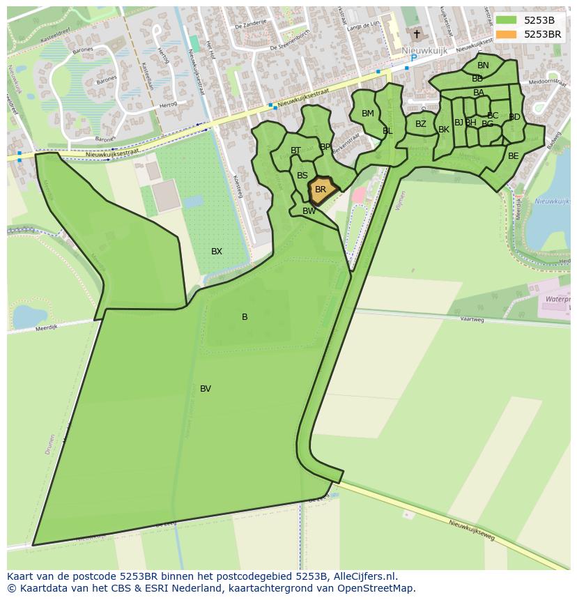 Afbeelding van het postcodegebied 5253 BR op de kaart.