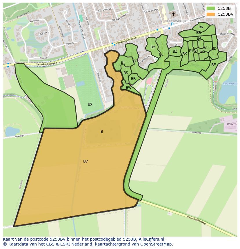 Afbeelding van het postcodegebied 5253 BV op de kaart.