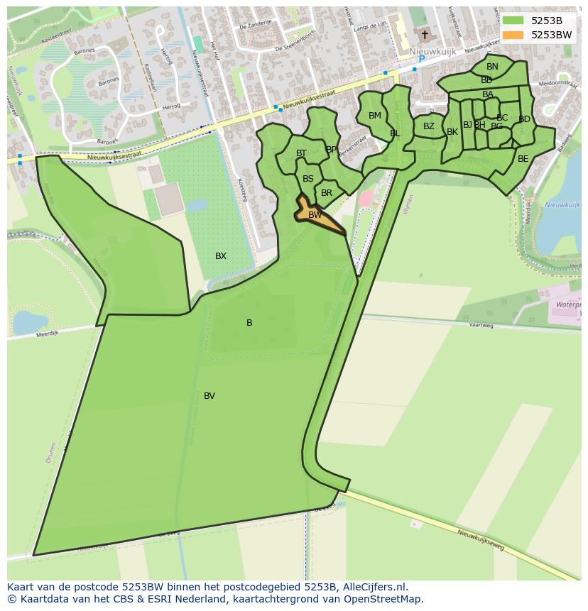 Afbeelding van het postcodegebied 5253 BW op de kaart.
