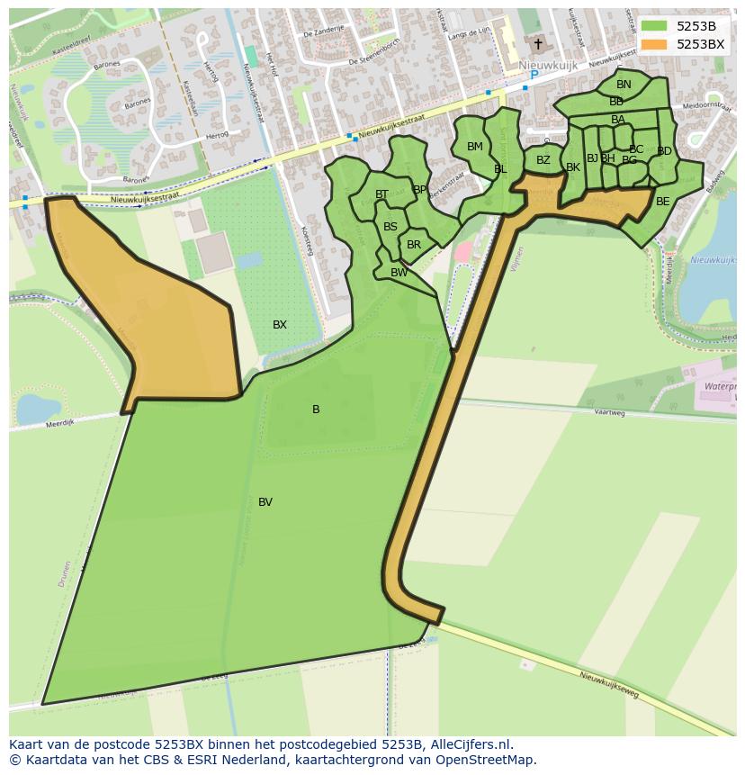 Afbeelding van het postcodegebied 5253 BX op de kaart.