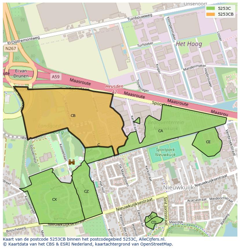 Afbeelding van het postcodegebied 5253 CB op de kaart.