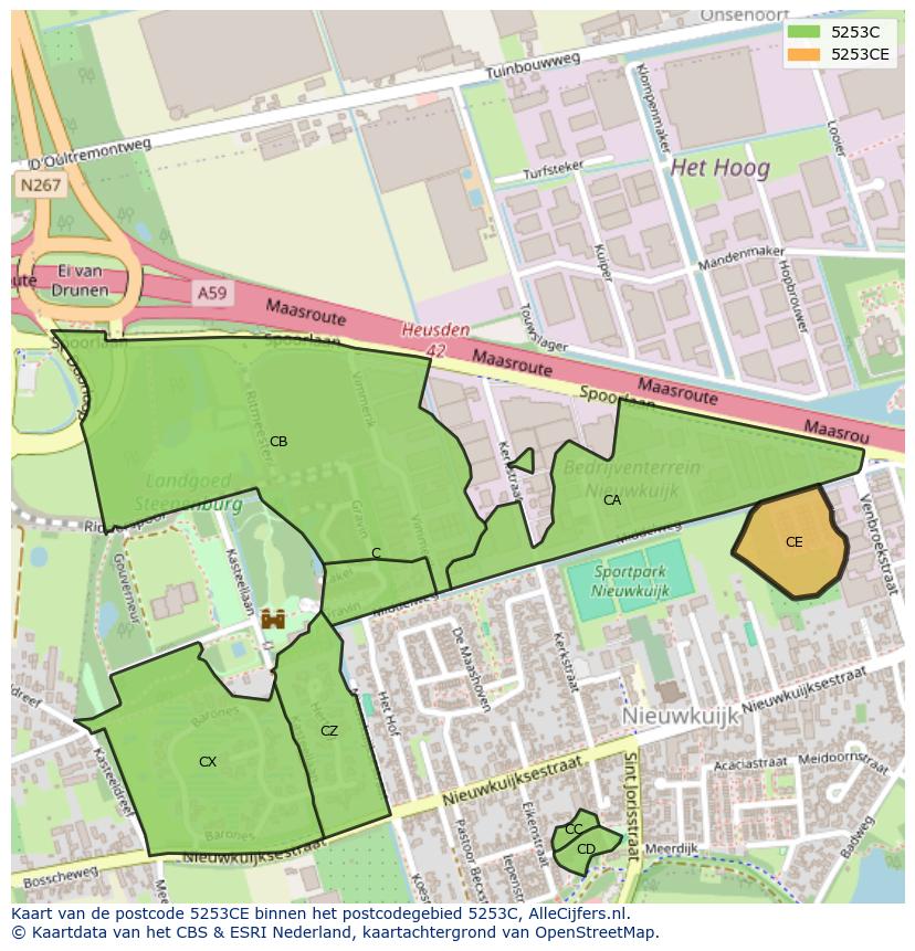 Afbeelding van het postcodegebied 5253 CE op de kaart.