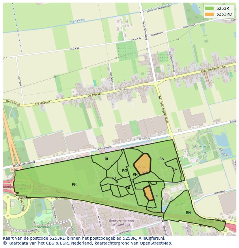 Afbeelding van het postcodegebied 5253 RD op de kaart.