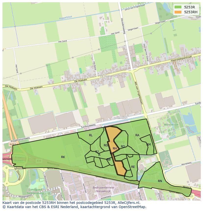 Afbeelding van het postcodegebied 5253 RH op de kaart.