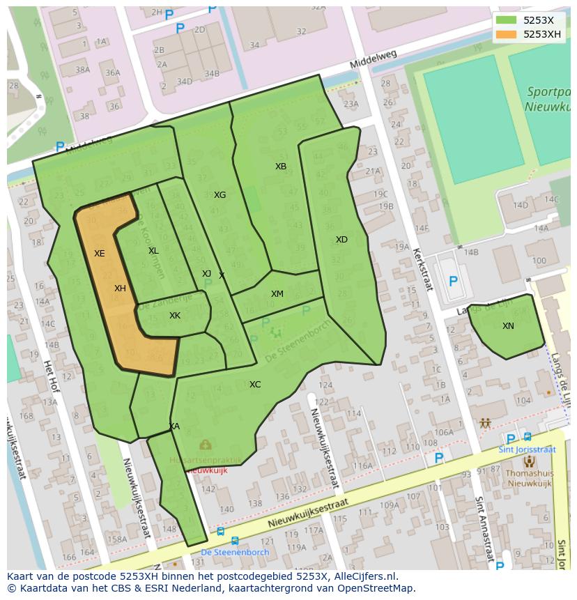 Afbeelding van het postcodegebied 5253 XH op de kaart.
