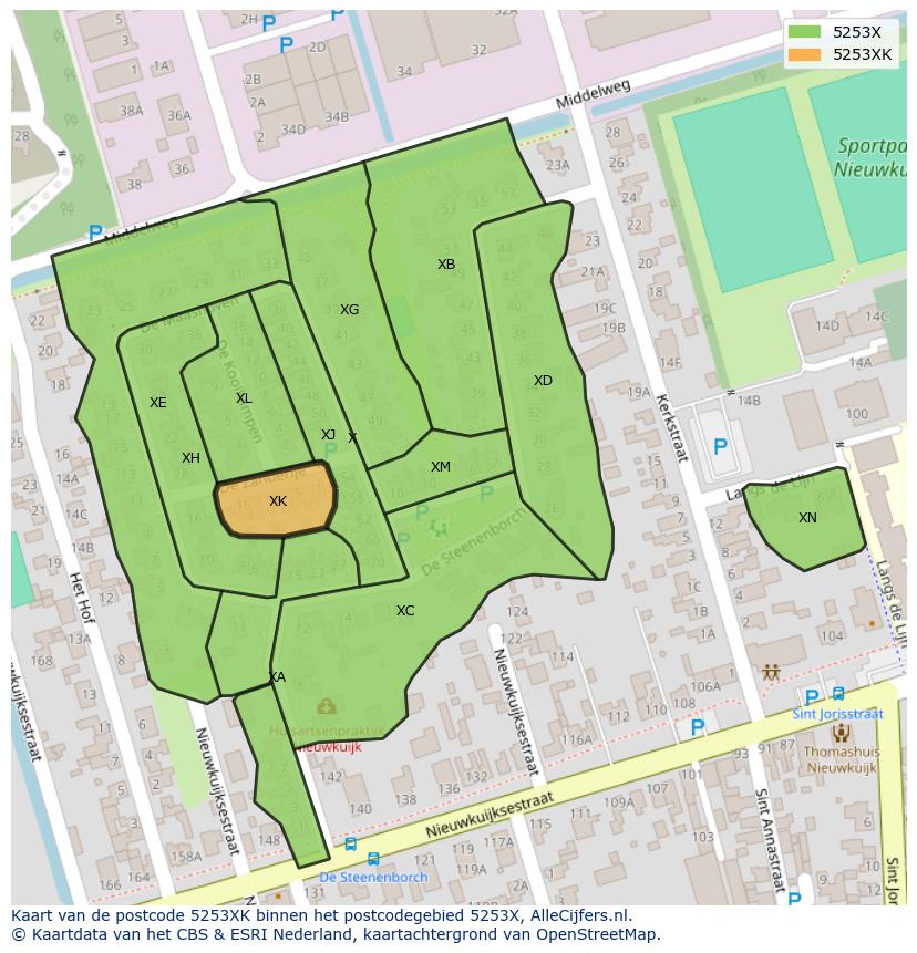 Afbeelding van het postcodegebied 5253 XK op de kaart.