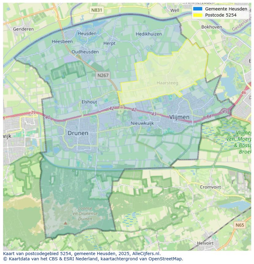 Afbeelding van het postcodegebied 5254 op de kaart.