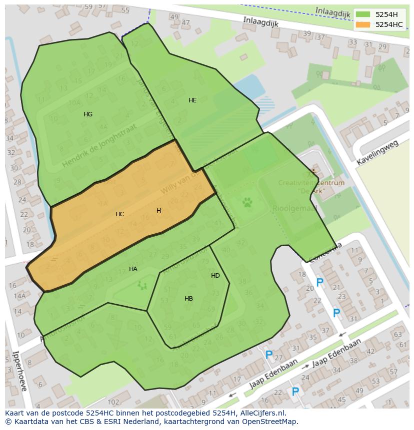 Afbeelding van het postcodegebied 5254 HC op de kaart.