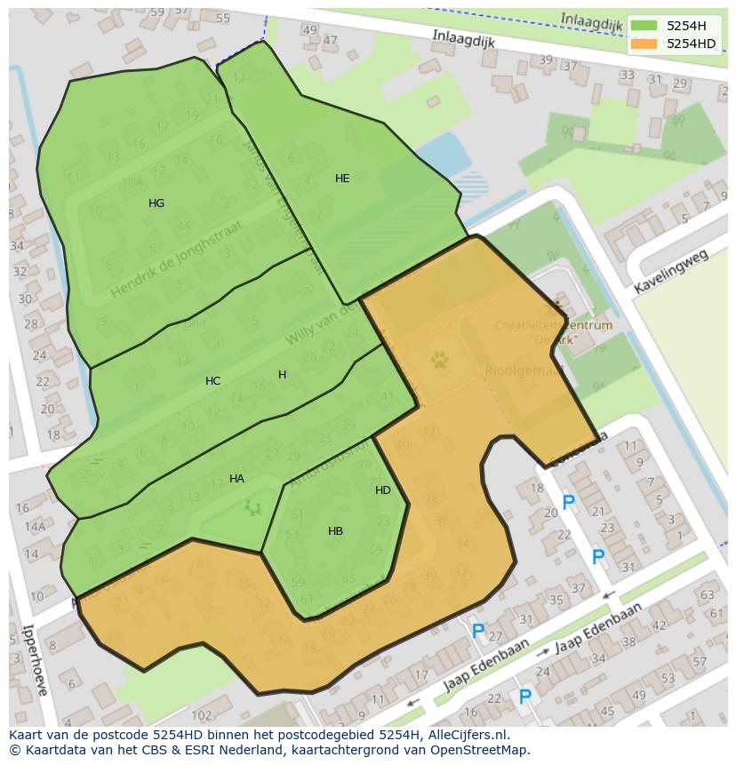Afbeelding van het postcodegebied 5254 HD op de kaart.
