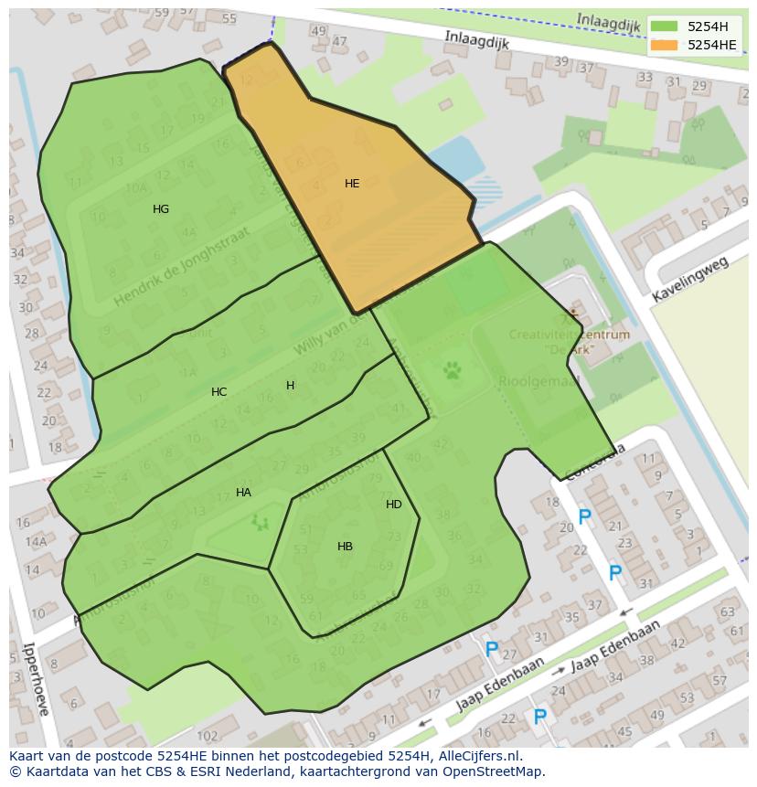 Afbeelding van het postcodegebied 5254 HE op de kaart.