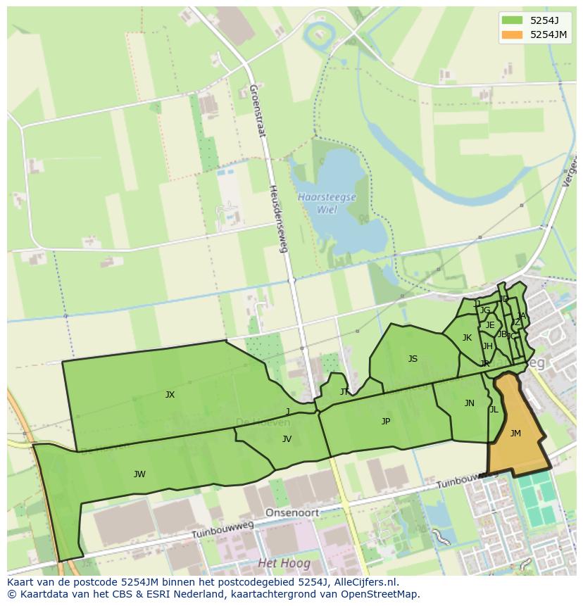 Afbeelding van het postcodegebied 5254 JM op de kaart.