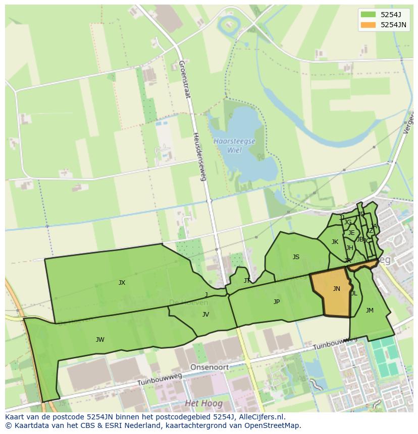 Afbeelding van het postcodegebied 5254 JN op de kaart.