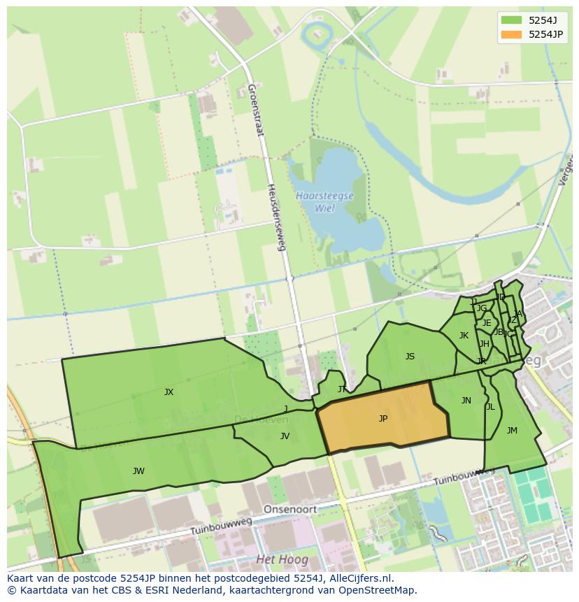 Afbeelding van het postcodegebied 5254 JP op de kaart.