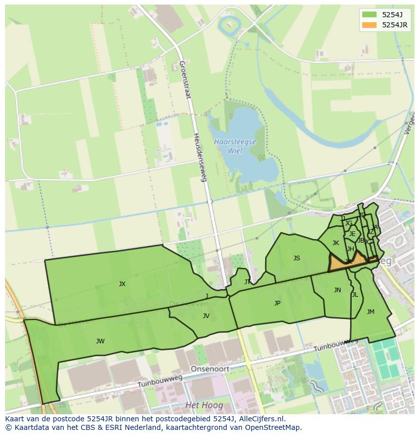 Afbeelding van het postcodegebied 5254 JR op de kaart.