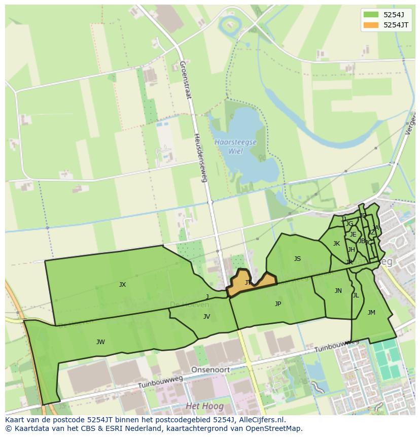 Afbeelding van het postcodegebied 5254 JT op de kaart.