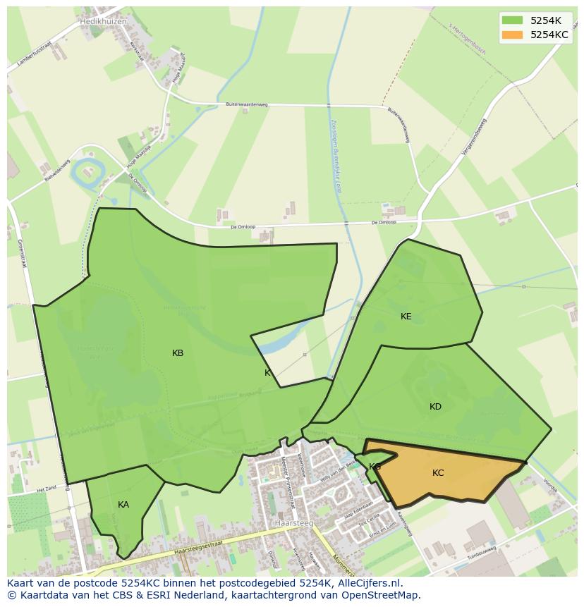 Afbeelding van het postcodegebied 5254 KC op de kaart.