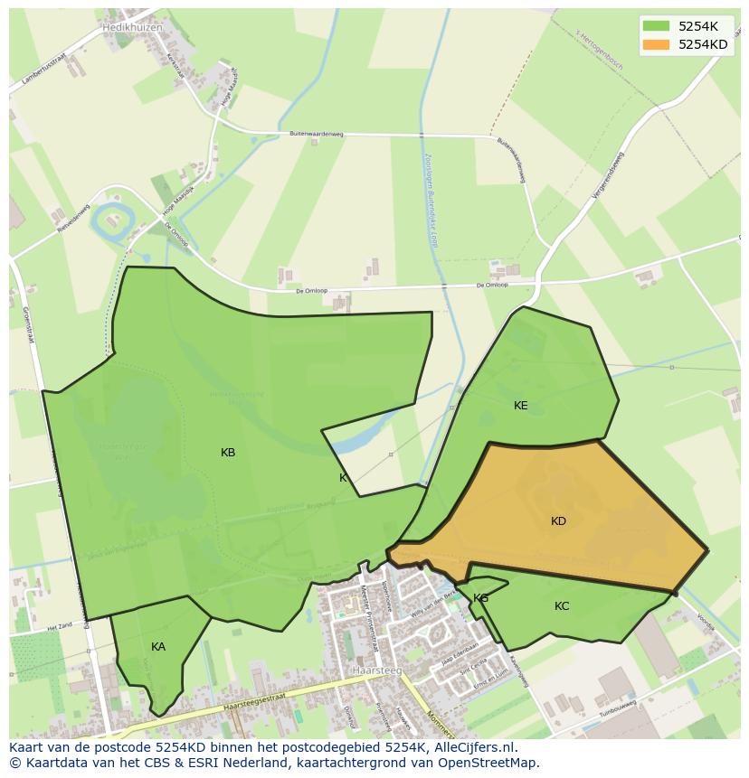 Afbeelding van het postcodegebied 5254 KD op de kaart.