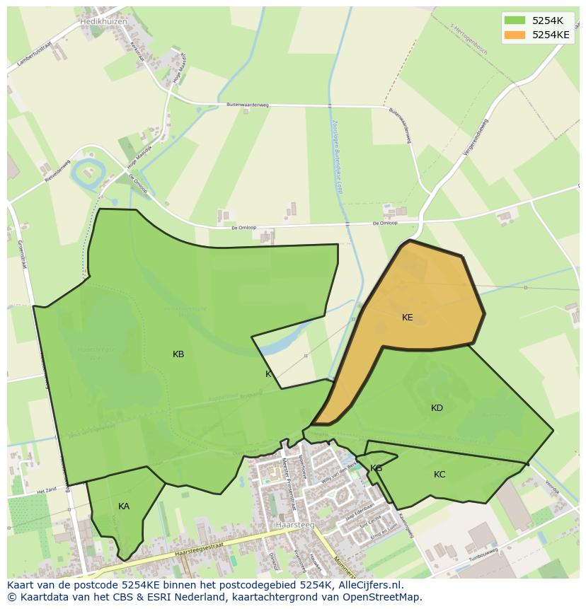 Afbeelding van het postcodegebied 5254 KE op de kaart.