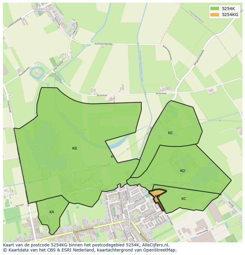 Afbeelding van het postcodegebied 5254 KG op de kaart.