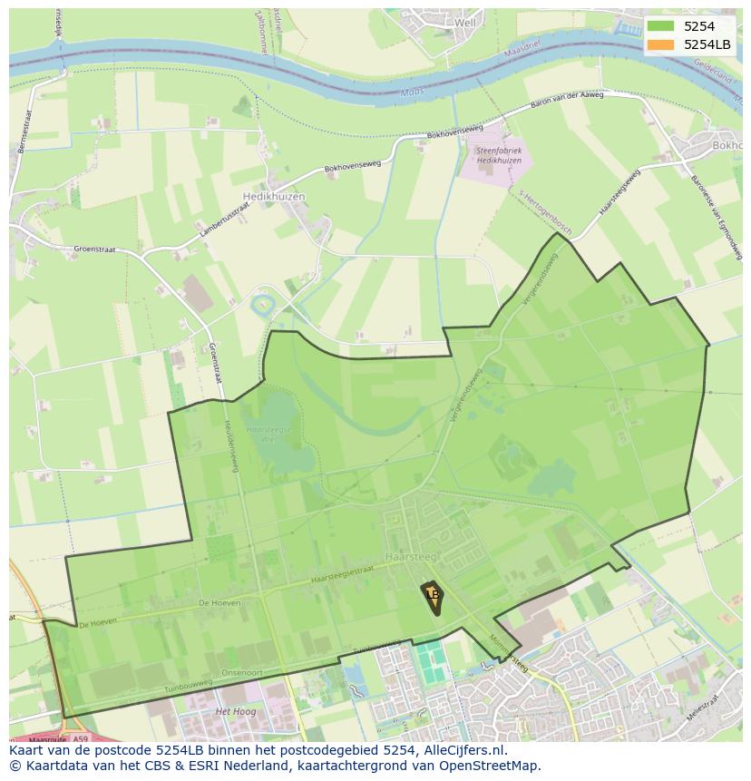 Afbeelding van het postcodegebied 5254 LB op de kaart.