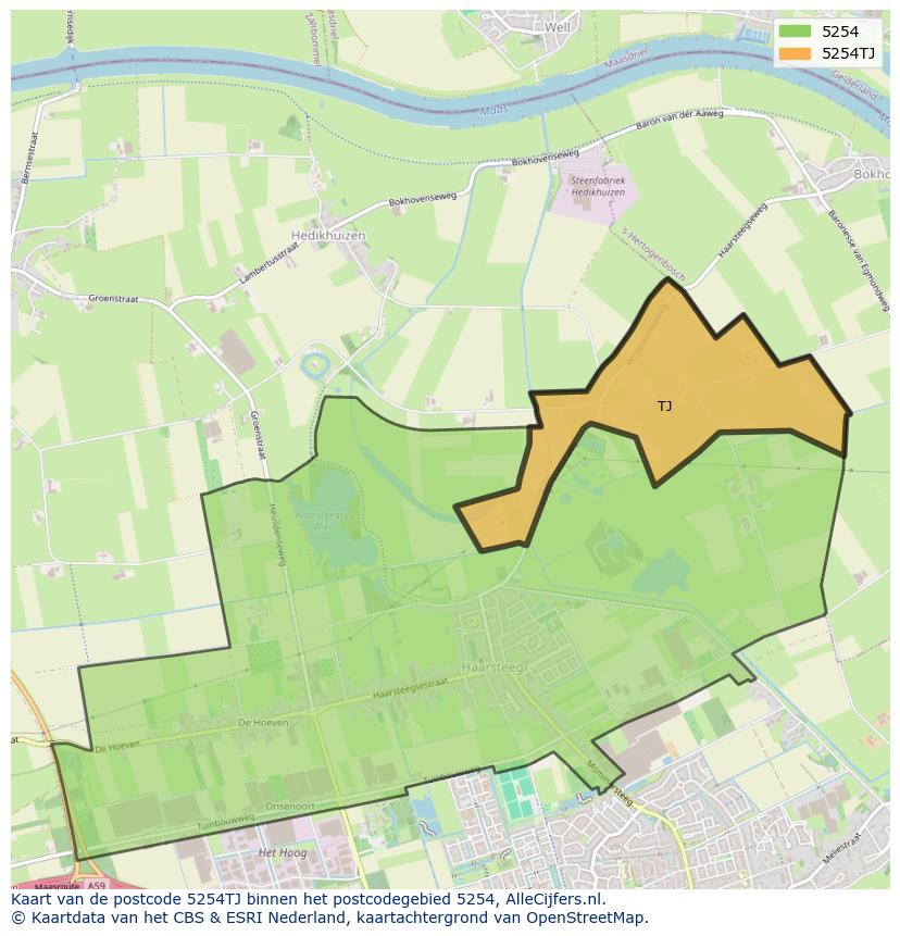 Afbeelding van het postcodegebied 5254 TJ op de kaart.