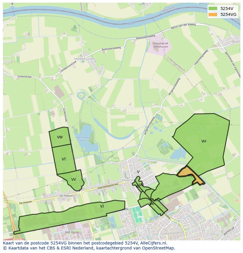 Afbeelding van het postcodegebied 5254 VG op de kaart.