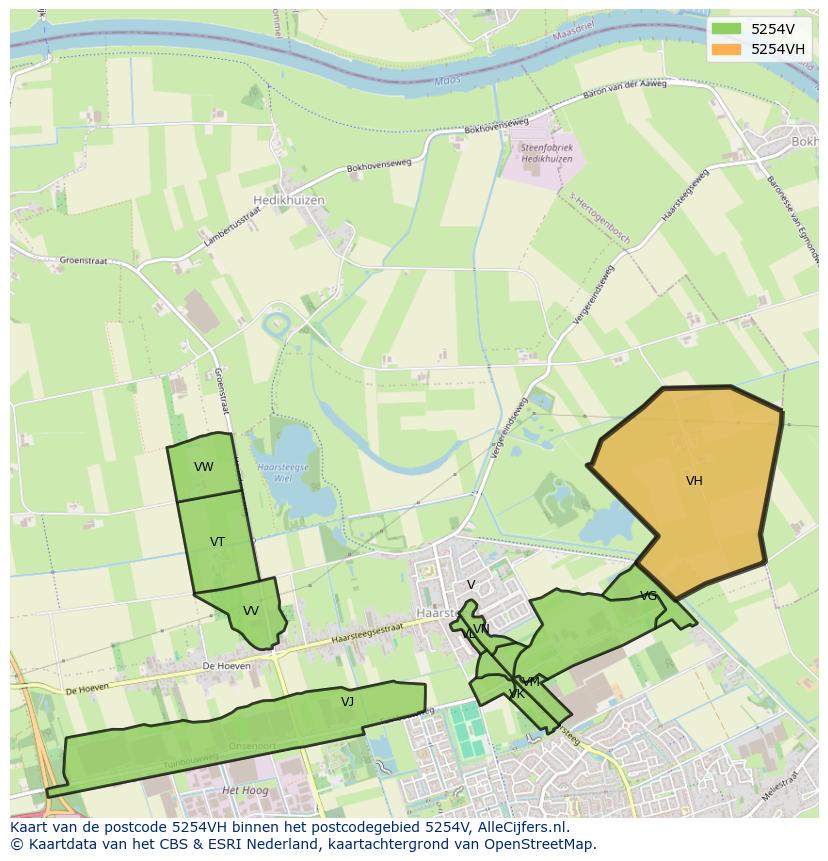 Afbeelding van het postcodegebied 5254 VH op de kaart.
