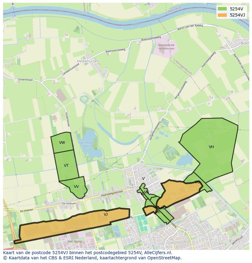Afbeelding van het postcodegebied 5254 VJ op de kaart.