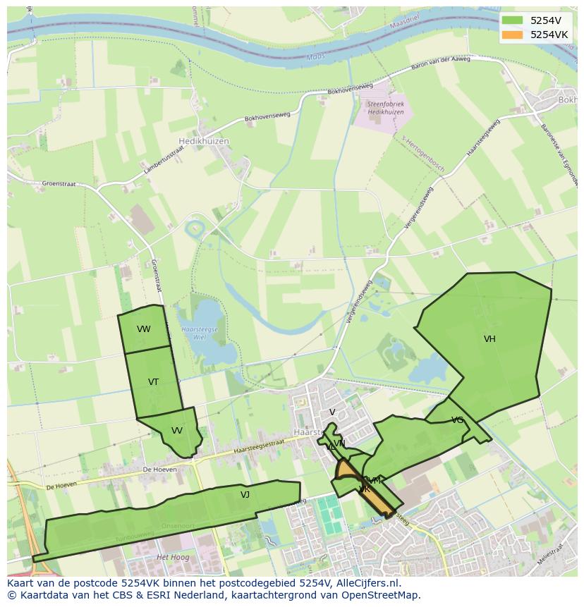 Afbeelding van het postcodegebied 5254 VK op de kaart.