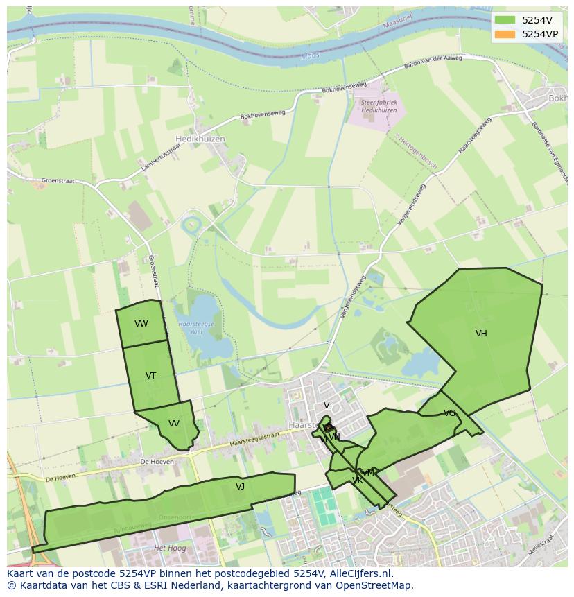 Afbeelding van het postcodegebied 5254 VP op de kaart.