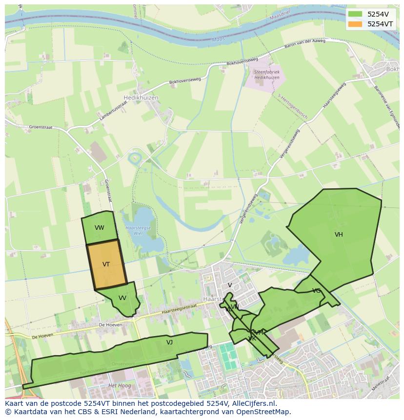 Afbeelding van het postcodegebied 5254 VT op de kaart.