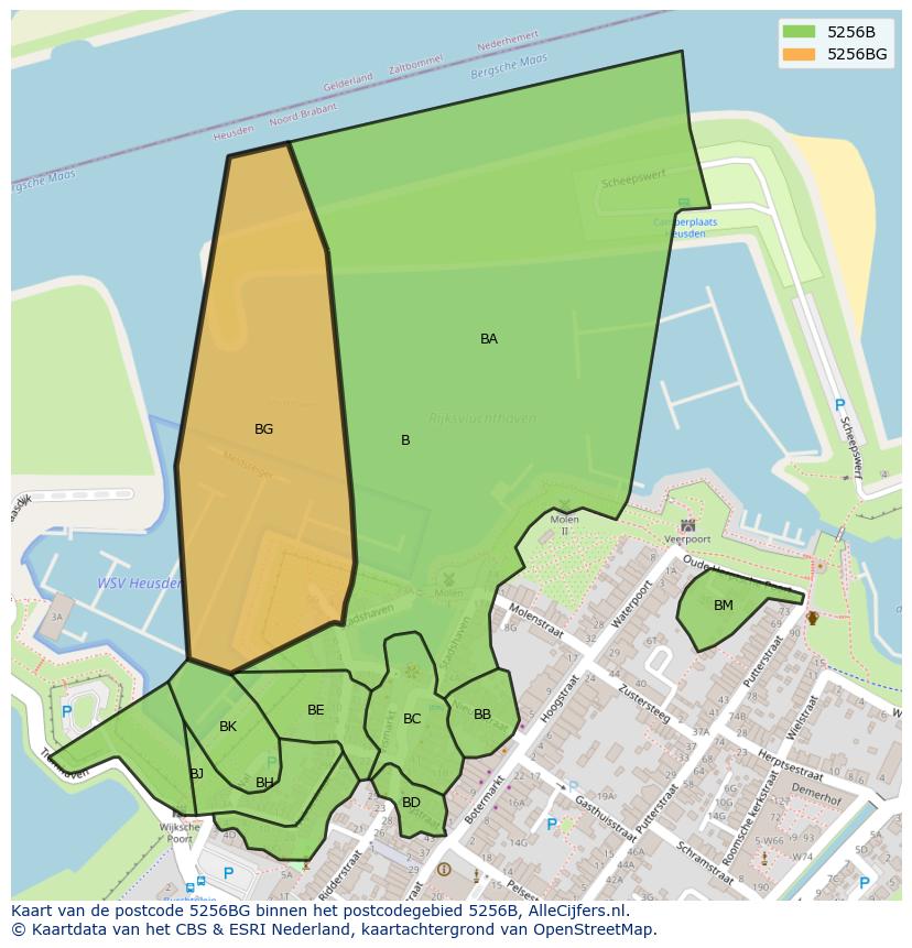 Afbeelding van het postcodegebied 5256 BG op de kaart.