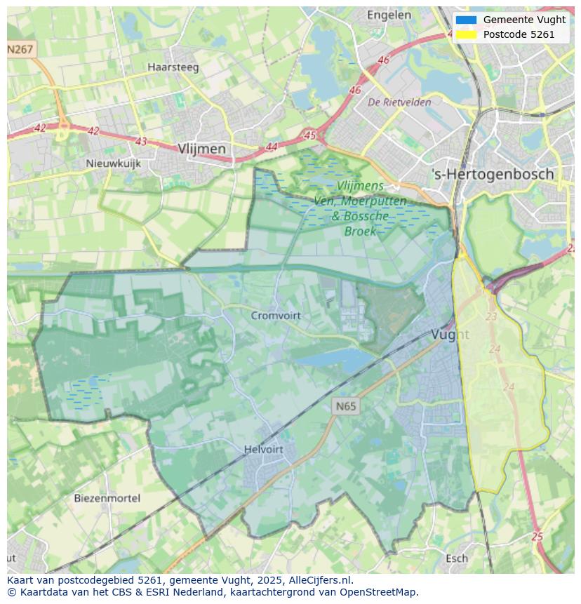 Afbeelding van het postcodegebied 5261 op de kaart.