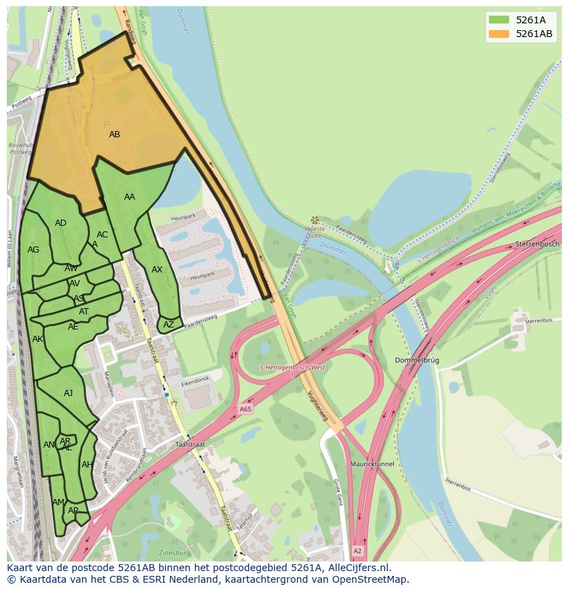 Afbeelding van het postcodegebied 5261 AB op de kaart.